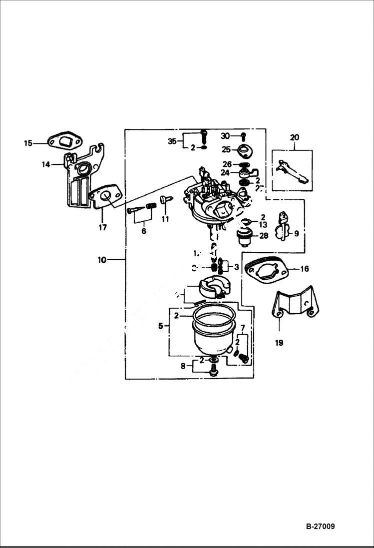 Схема запчастей Bobcat VIBRATORY PLATE COMPACTOR - ENGINE (Carburetor) BC15 POWER UNIT