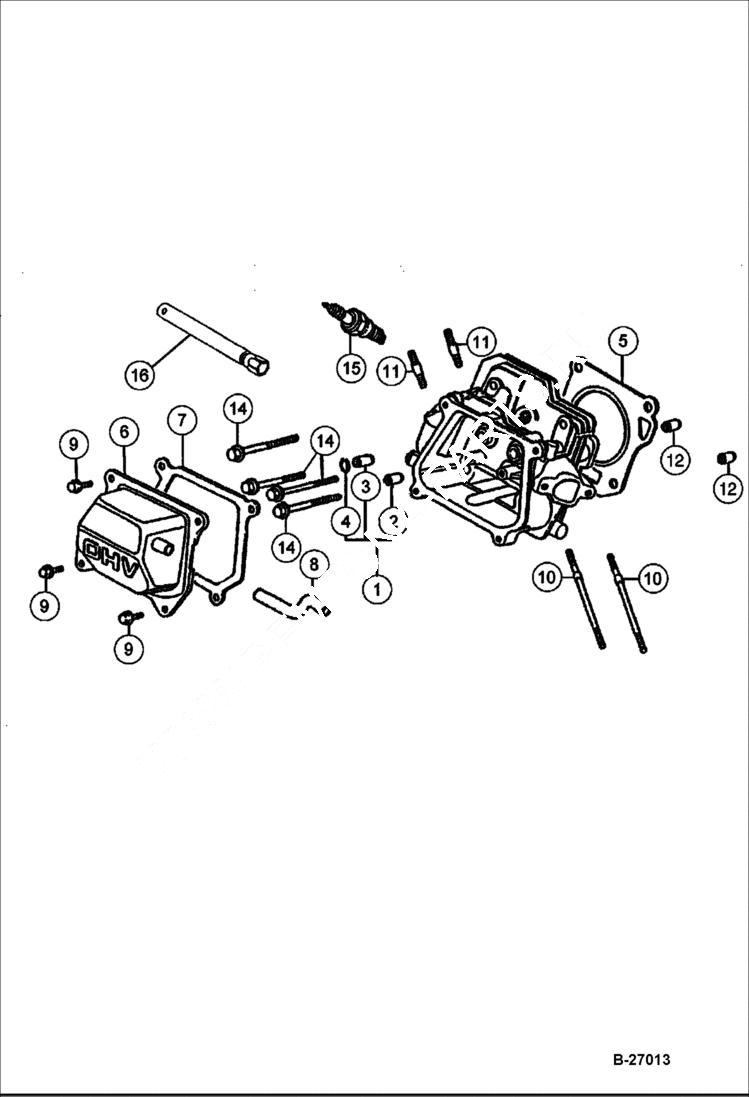 Схема запчастей Bobcat VIBRATORY PLATE COMPACTOR - ENGINE (Cylinder Head) BC19, BC22 POWER UNIT