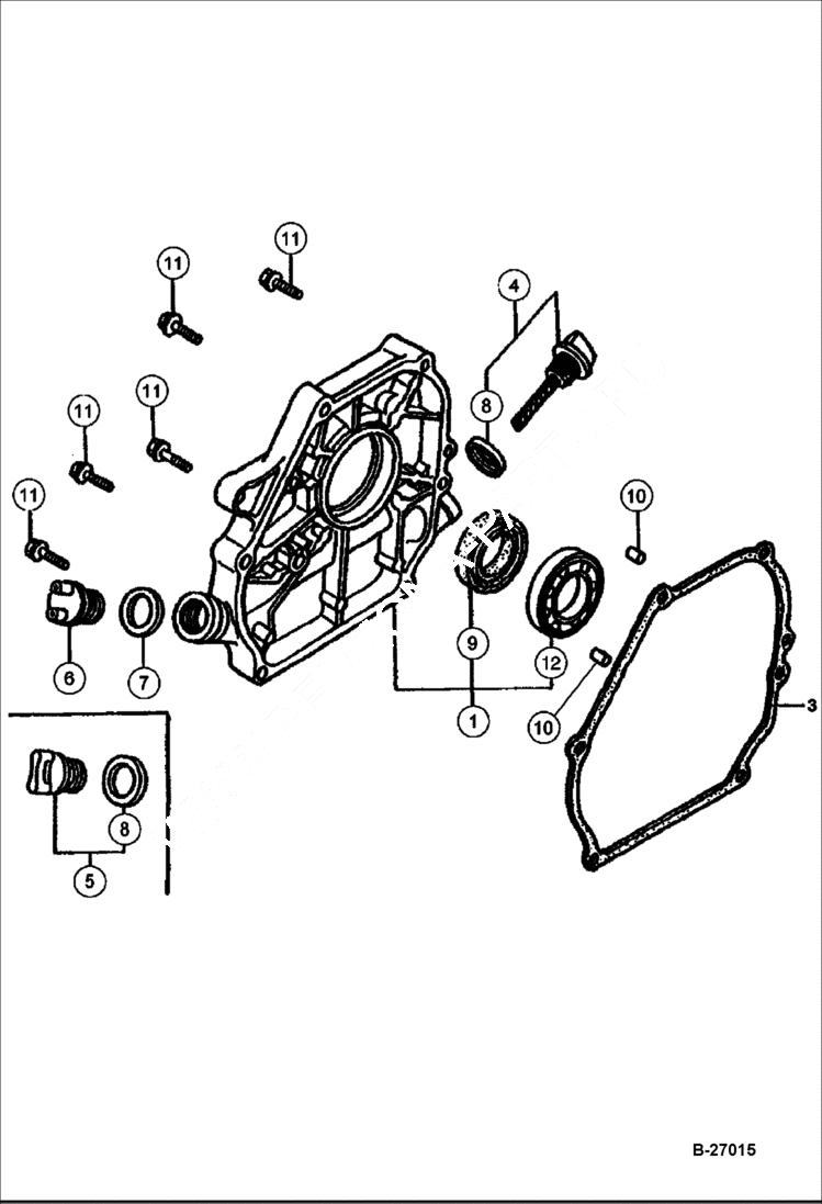 Схема запчастей Bobcat VIBRATORY PLATE COMPACTOR - ENGINE (Crankcase Cover) BC19, BC22 POWER UNIT