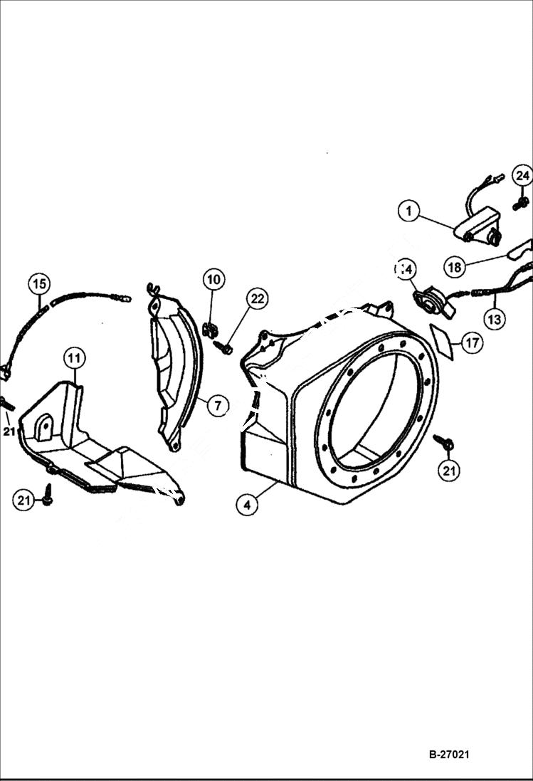 Схема запчастей Bobcat VIBRATORY PLATE COMPACTOR - ENGINE (Fan Shroud) BC19, BC22 POWER UNIT