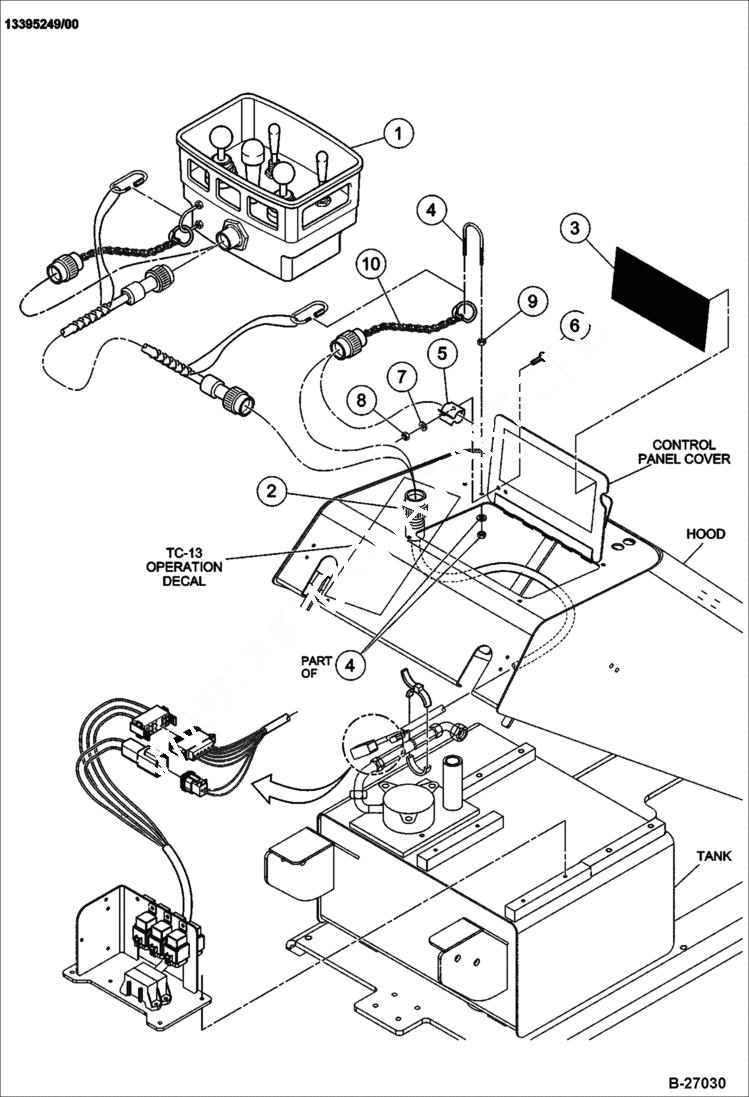 Схема запчастей Bobcat BCT13 - UMBILICAL CORD JOYSTICK (S/N 491511080 & Above) (Optional) ELECTRICAL SYSTEM