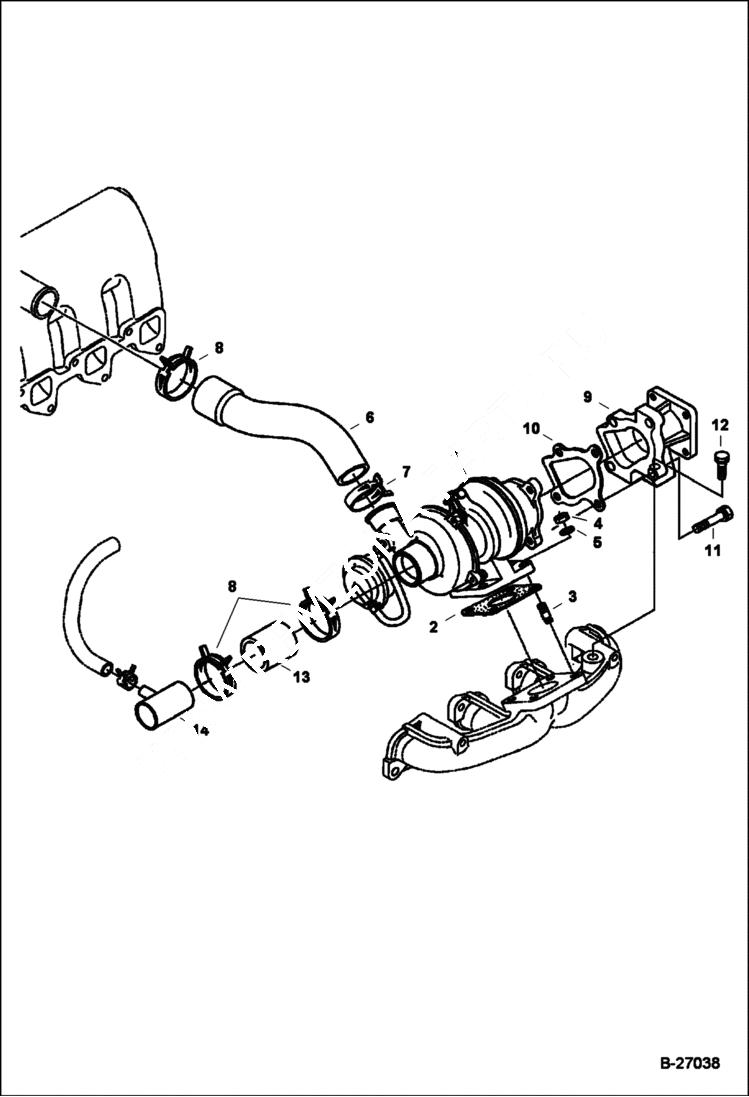 Схема запчастей Bobcat E50 - TURBOCHARGER POWER UNIT