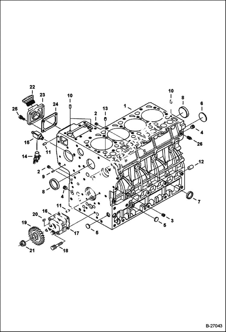 Схема запчастей Bobcat E50 - CRANKCASE POWER UNIT