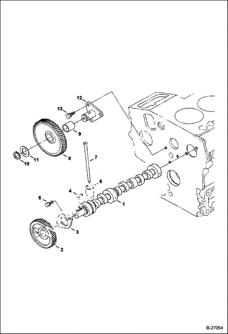 Схема запчастей Bobcat Mini Tracks Loaders - CAMSHAFT (Kubota - D722-E3B-BC-6)(Tier IV Replacement) REPLACEMENT ENGINE