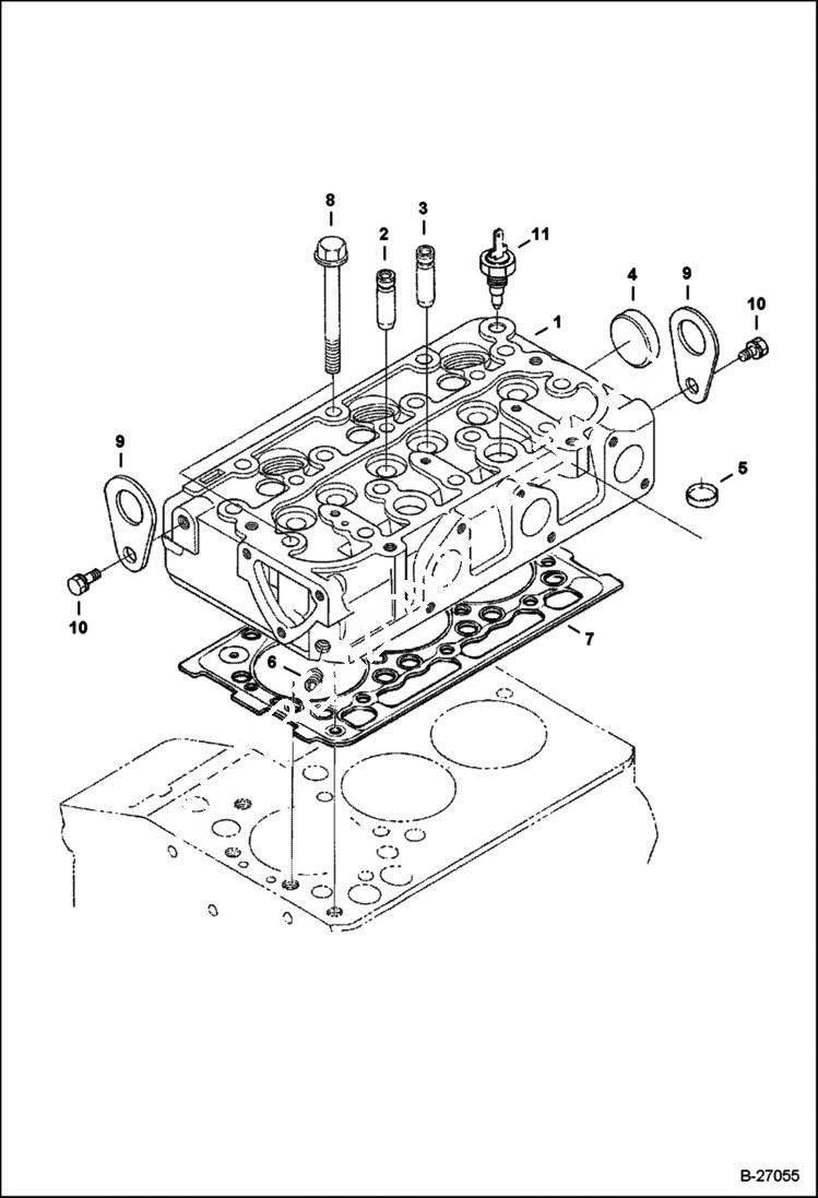 Схема запчастей Bobcat Mini Tracks Loaders - CYLINDER HEAD (Kubota - D722-E3B-BC-6)(Tier IV Replacement) REPLACEMENT ENGINE