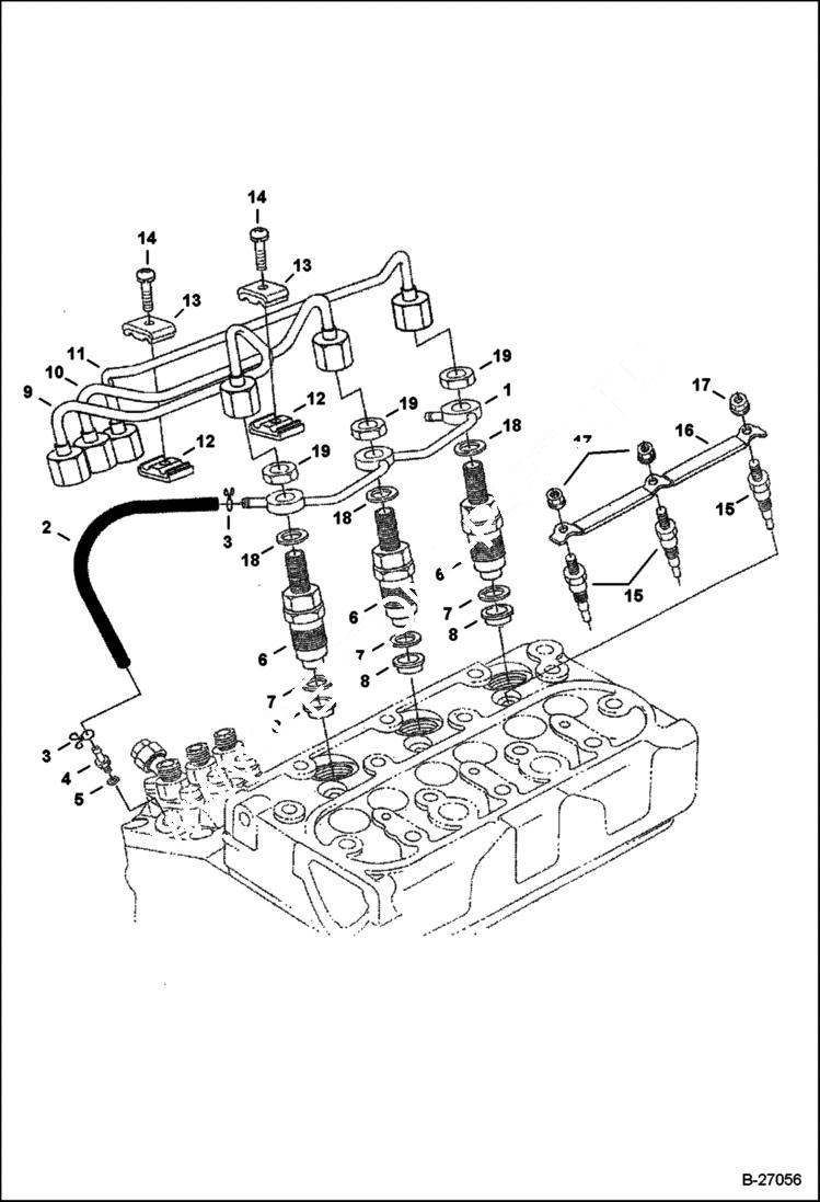 Схема запчастей Bobcat 2200 - INJECTOR NOZZLES REPLACEMENT ENGINE