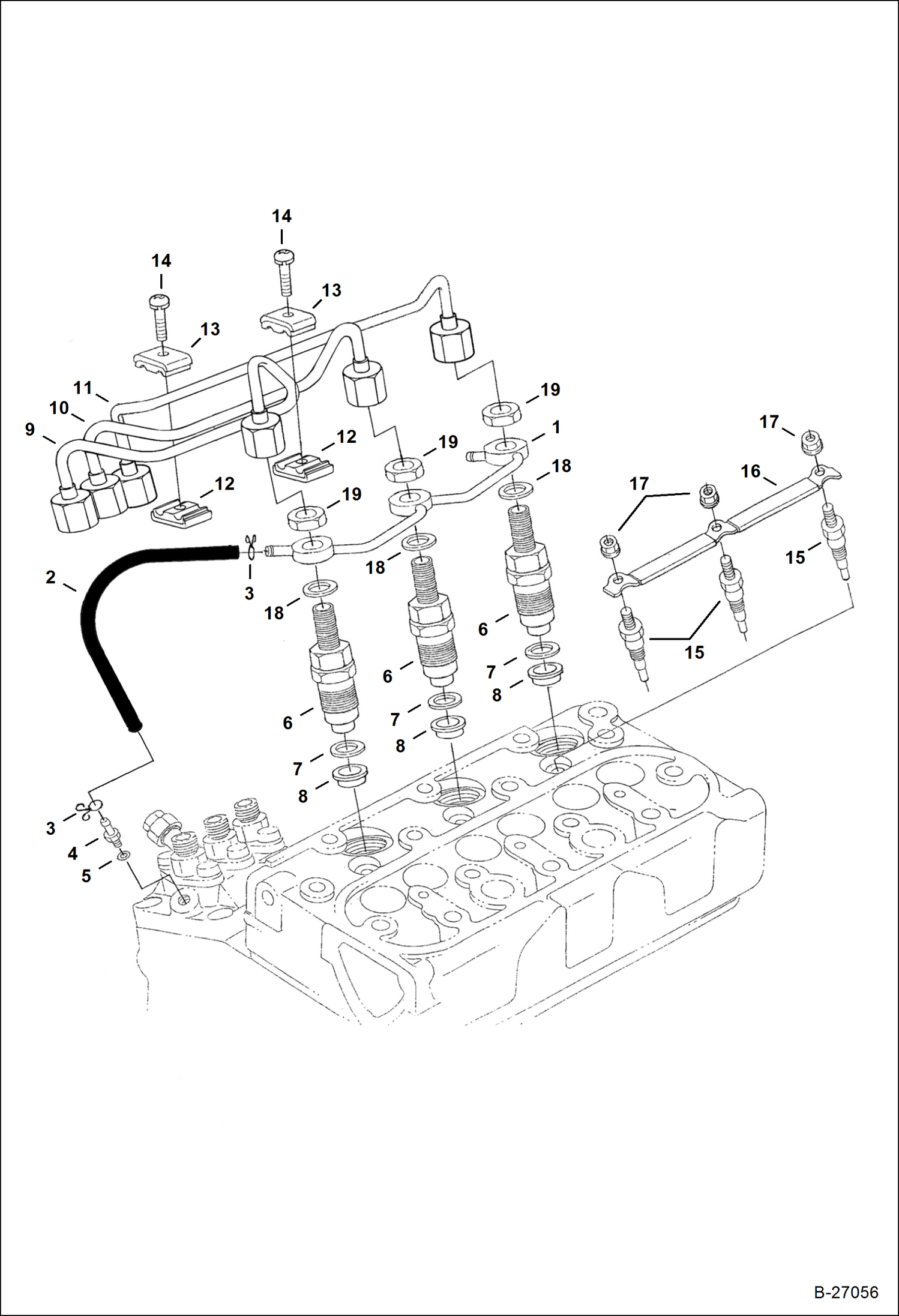 Схема запчастей Bobcat 320 - INJECTOR NOZZLES (Kubota - D722-E3B-BC-5) (Tier IV Replacement) REPLACEMENT ENGINE