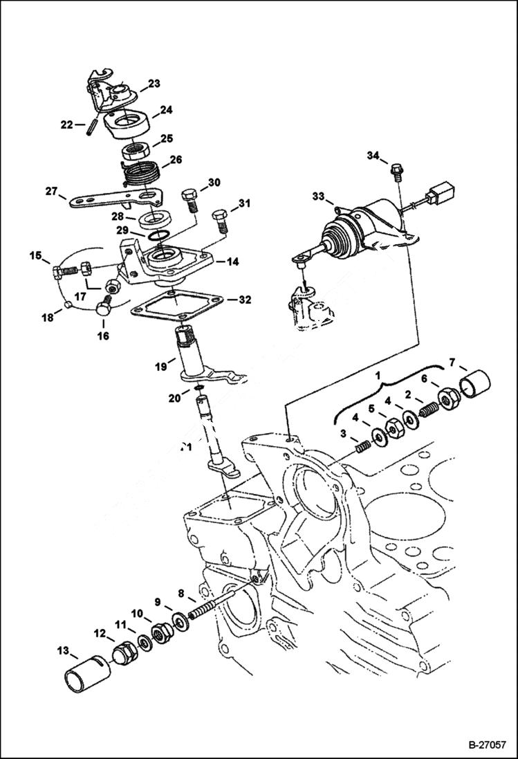 Схема запчастей Bobcat 323 - SPEED CONTROL & STOP LEVER (Kubota - D722-E3B-BC-5) (Tier IV Replacement) REPLACEMENT ENGINE