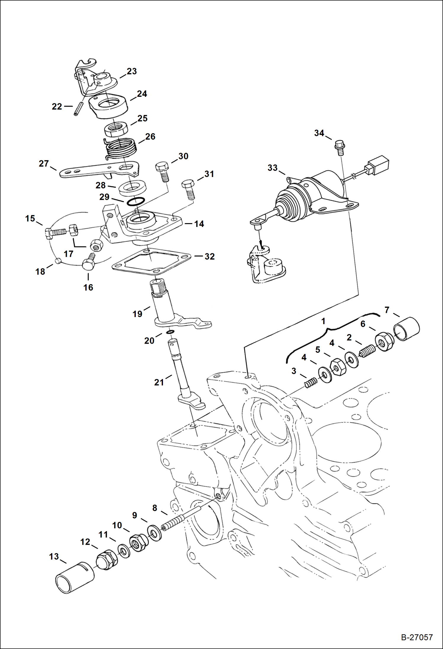 Схема запчастей Bobcat 320 - SPEED CONTROL & STOP LEVER (Kubota - D722-E3B-BC-5) (Tier IV Replacement) REPLACEMENT ENGINE