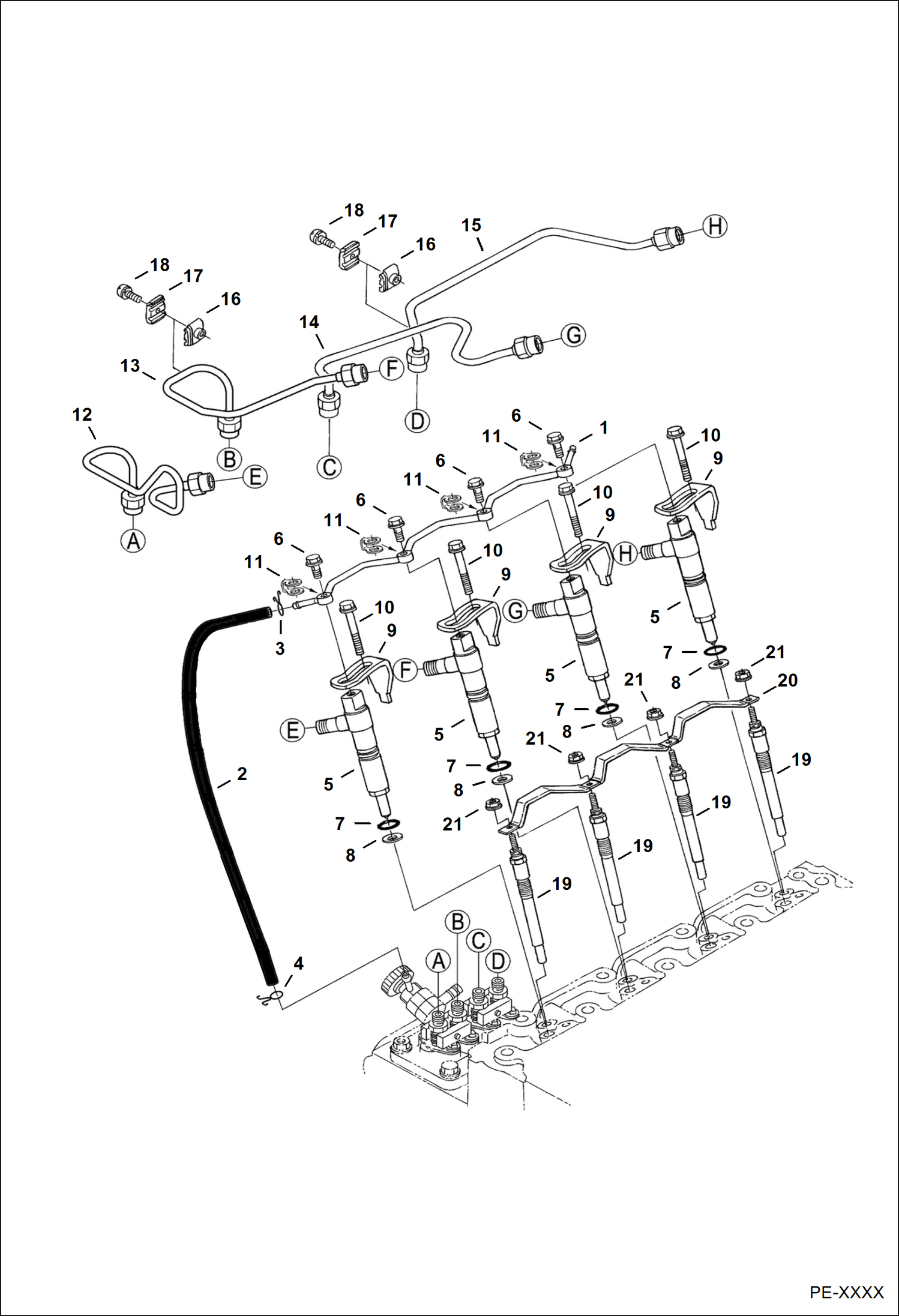 Схема запчастей Bobcat 337 - INJECTOR NOZZLES POWER UNIT