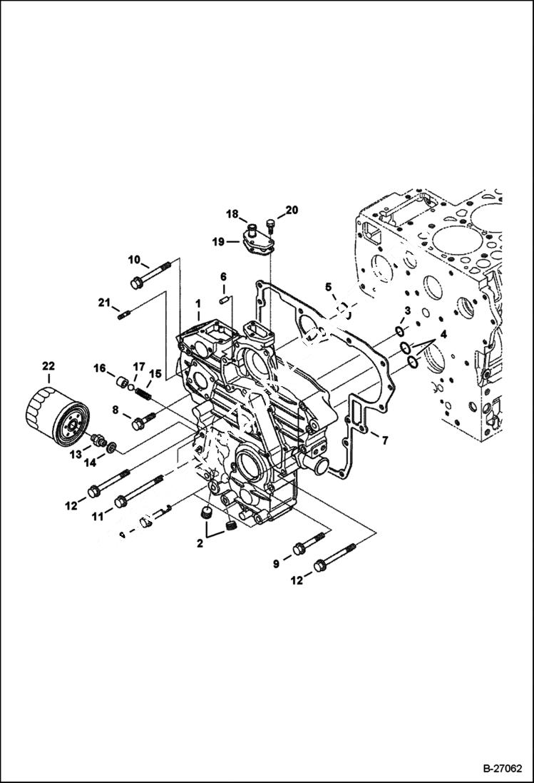 Схема запчастей Bobcat 335 - GEARCASE (S/N E/ 9FZ999 & Below) POWER UNIT