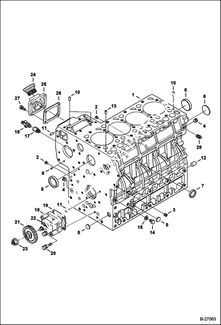 Схема запчастей Bobcat 334 - CRANKCASE POWER UNIT