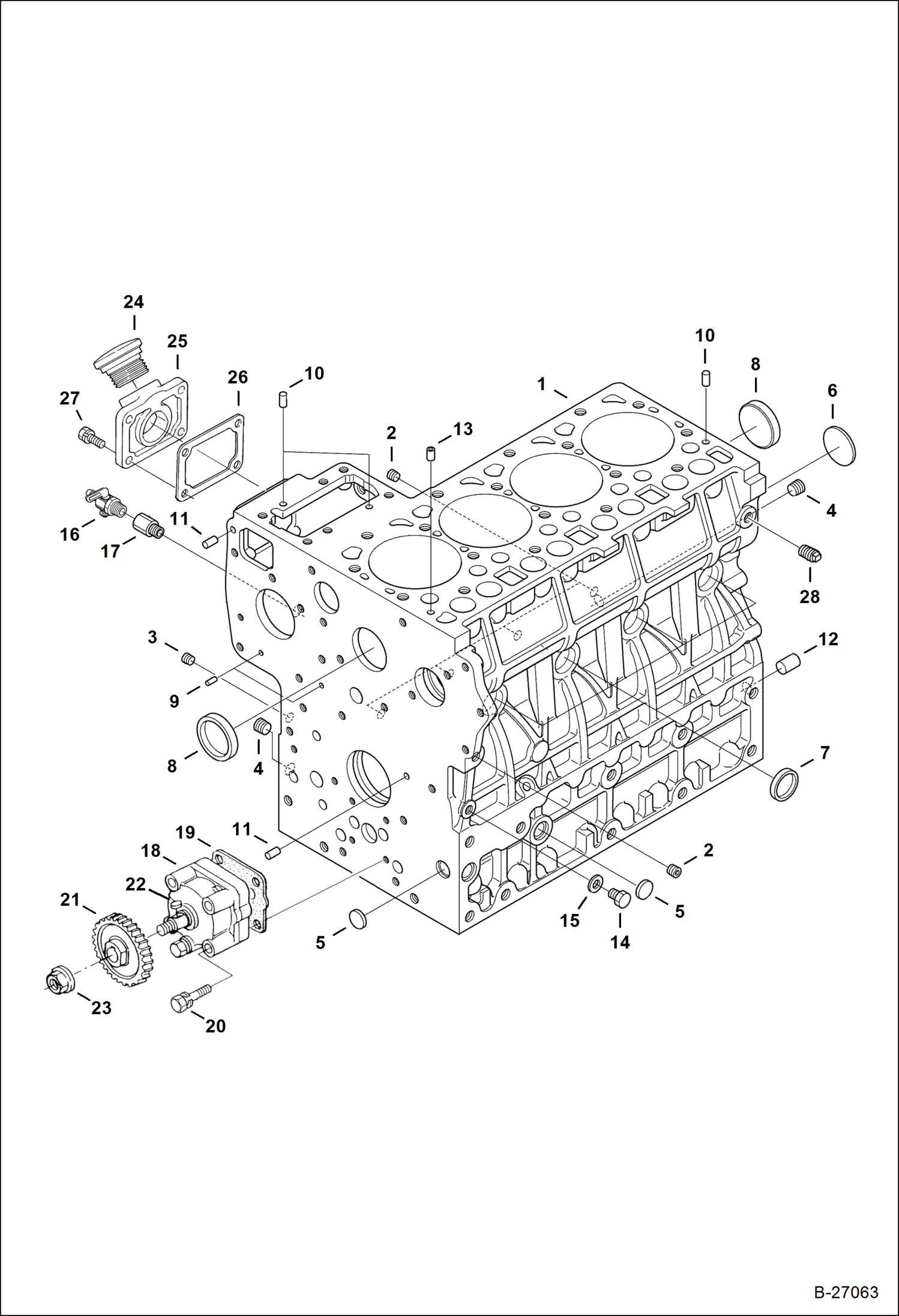 Схема запчастей Bobcat 331 - CRANKCASE POWER UNIT