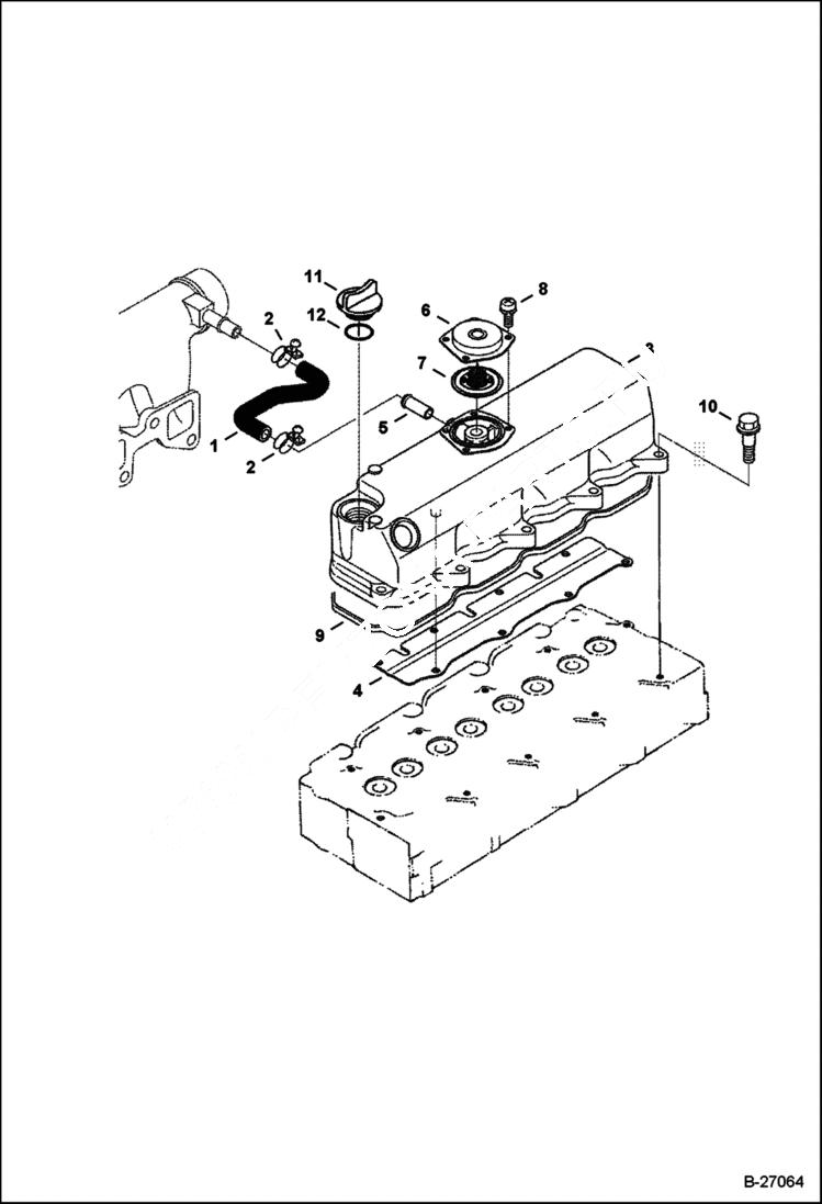 Схема запчастей Bobcat T-Series - ROCKER ARM COVER POWER UNIT
