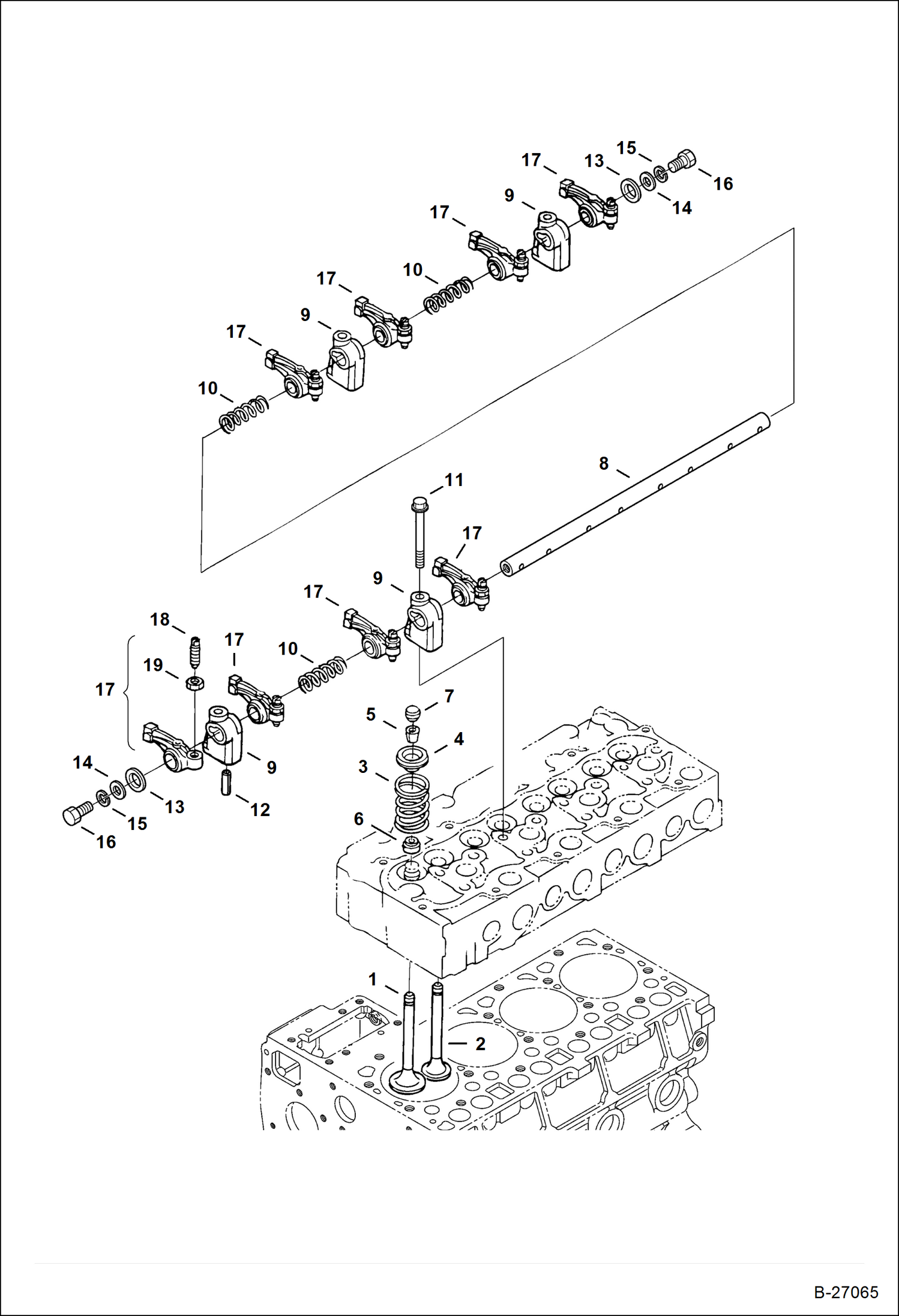 Схема запчастей Bobcat 331 - VALVE AND ROCKER ARM POWER UNIT