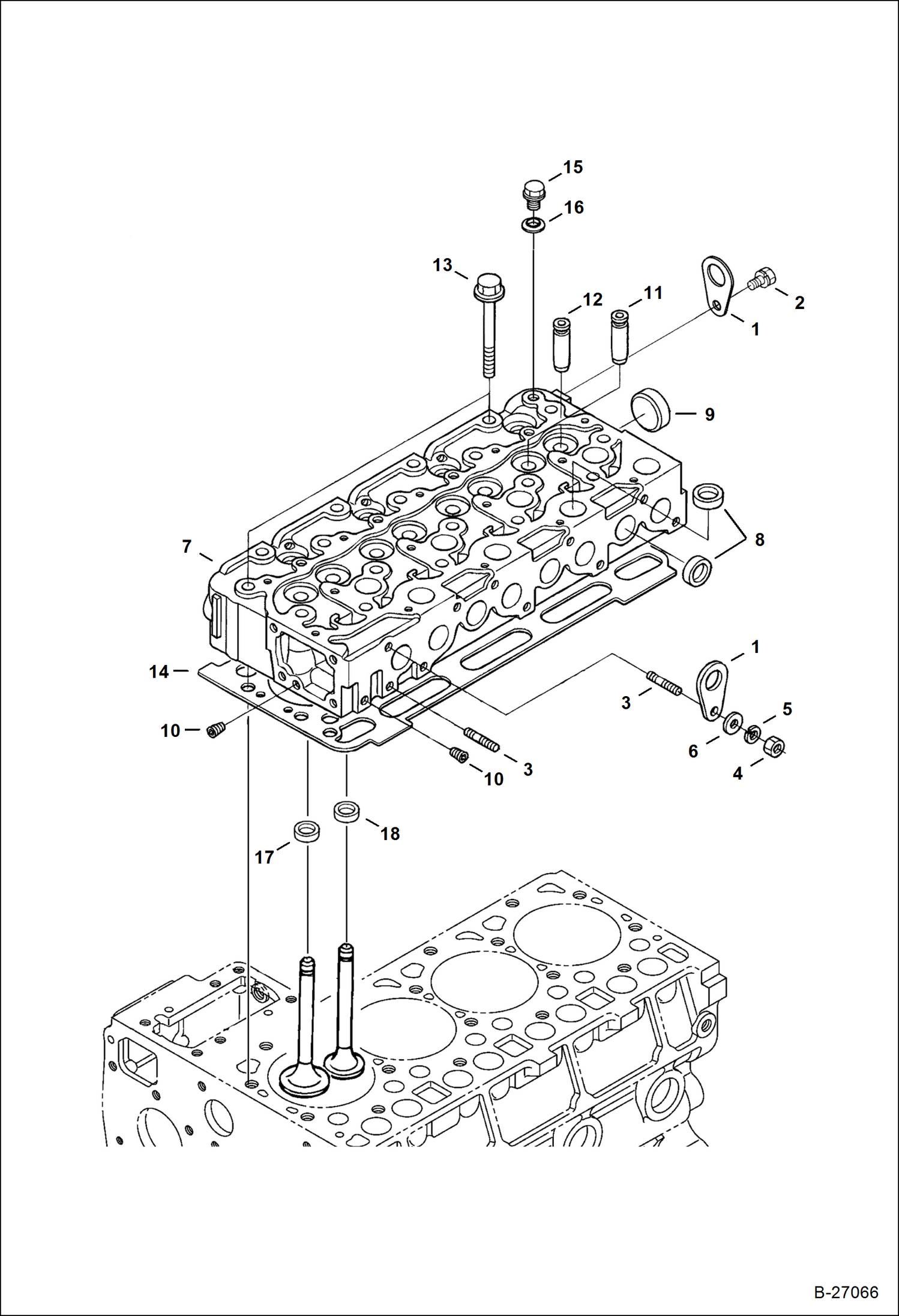 Схема запчастей Bobcat 331 - CYLINDER HEAD POWER UNIT