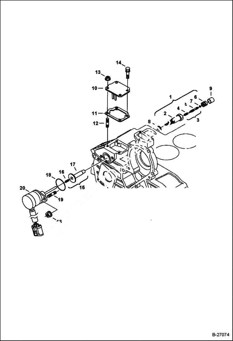 Схема запчастей Bobcat 337 - ENGINE STOP LEVER POWER UNIT