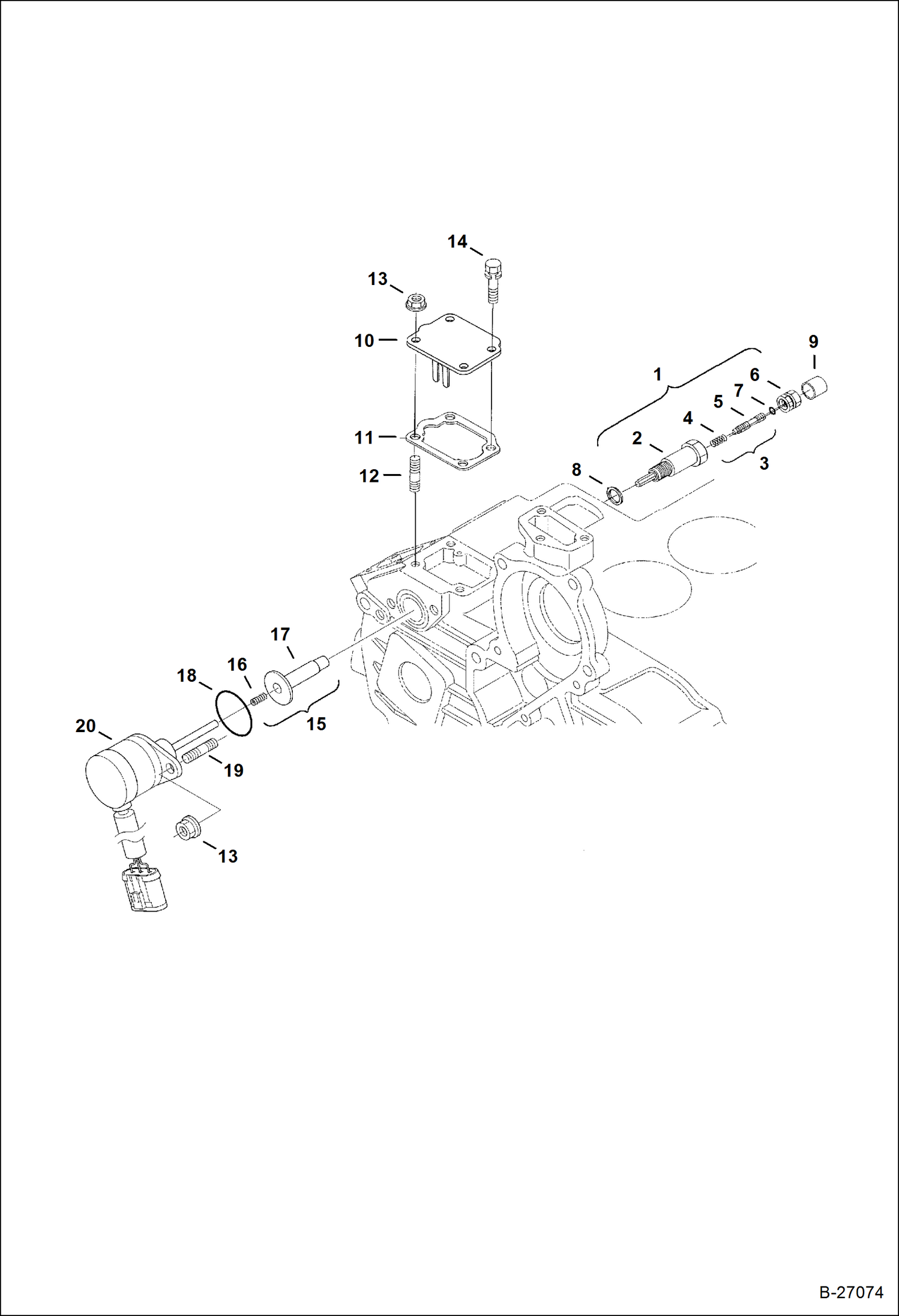 Схема запчастей Bobcat 331 - ENGINE STOP LEVER POWER UNIT