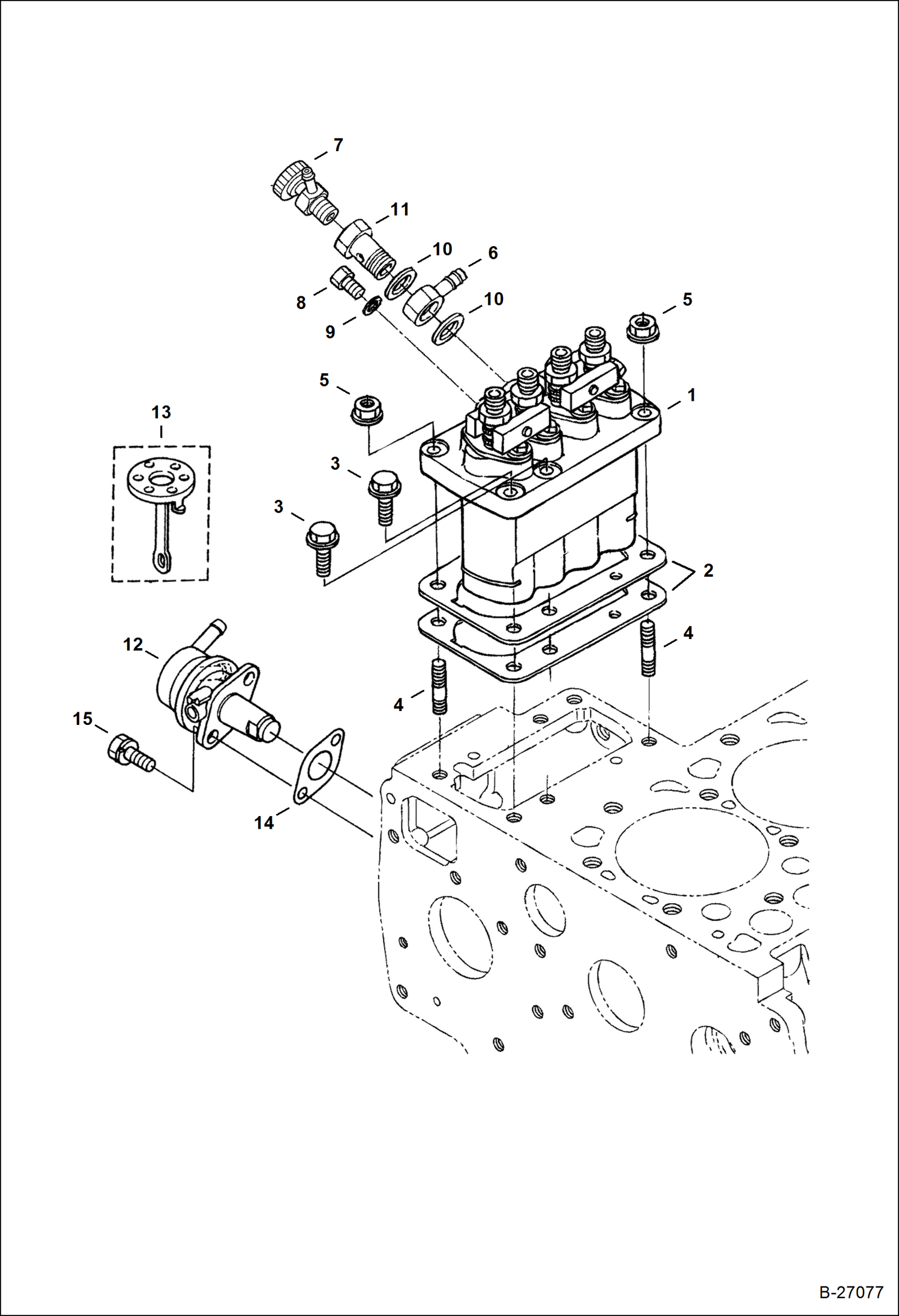 Схема запчастей Bobcat 331 - FUEL AND INJECTION PUMP POWER UNIT