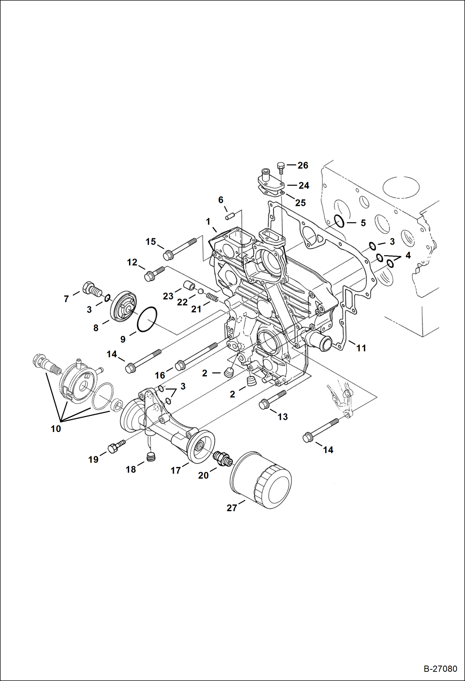 Схема запчастей Bobcat 435 - GEARCASE (S/N 562811001 & Above) POWER UNIT