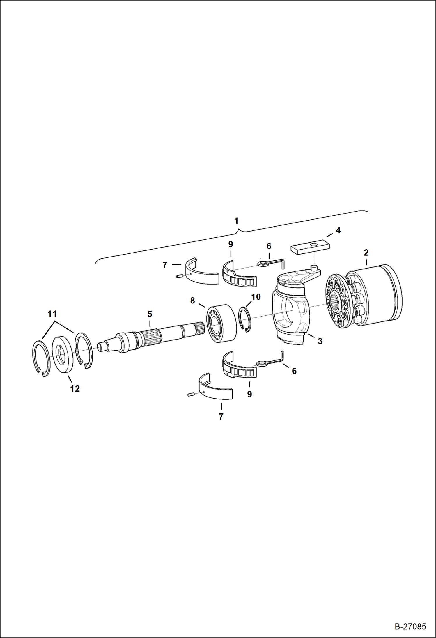 Схема запчастей Bobcat T-Series - HYDROSTATIC PUMP (Rotating Group - L.H.) (Selectable Joystick Controls) HYDROSTATIC SYSTEM