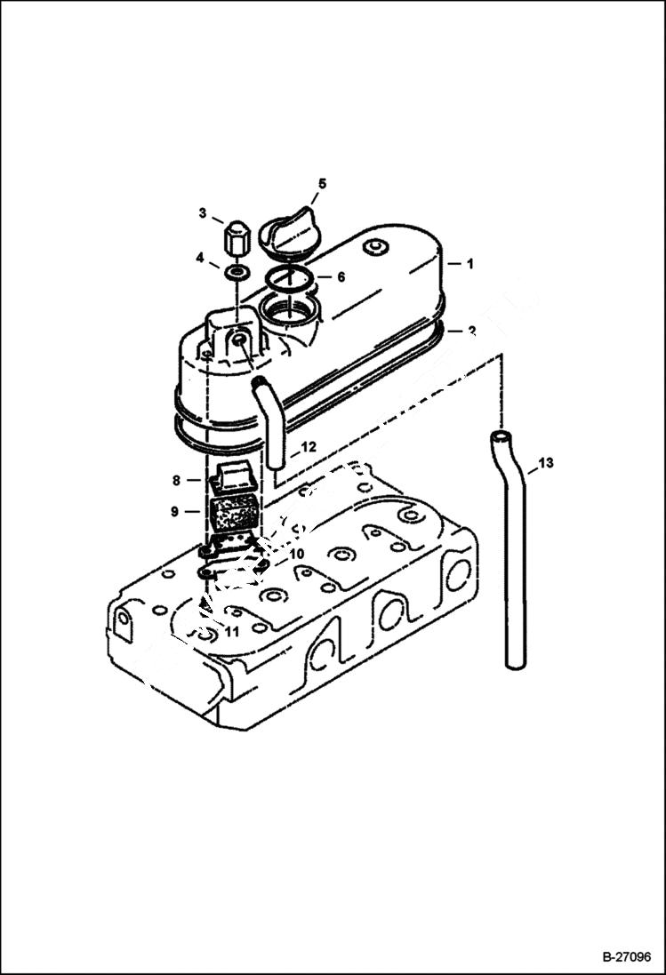 Схема запчастей Bobcat 400s - ROCKER ARM COVER (Kubota D722) (515013988 & Above, 515113996 & Above) POWER UNIT