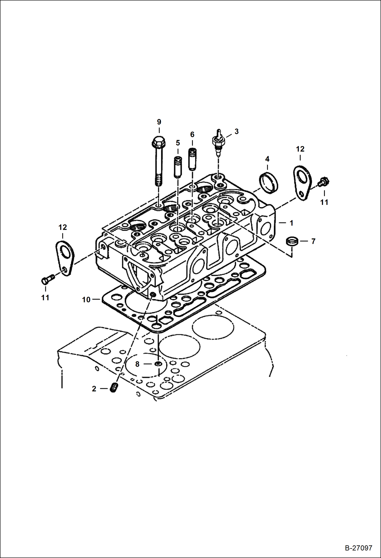 Схема запчастей Bobcat 320 - CYLINDER HEAD (Kubota D722-E2B-BC-1) REPLACEMENT ENGINE