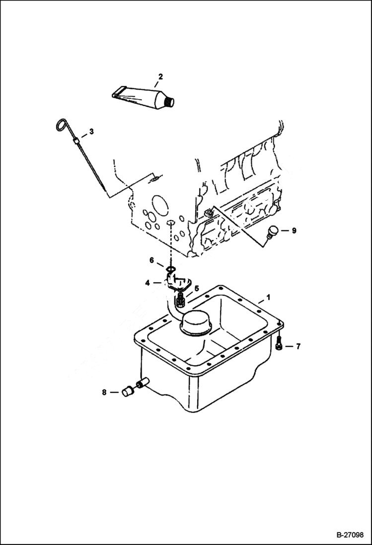 Схема запчастей Bobcat 400s - OIL PAN (Kubota D722) (515013988 & Above, 515113996 & Above) POWER UNIT