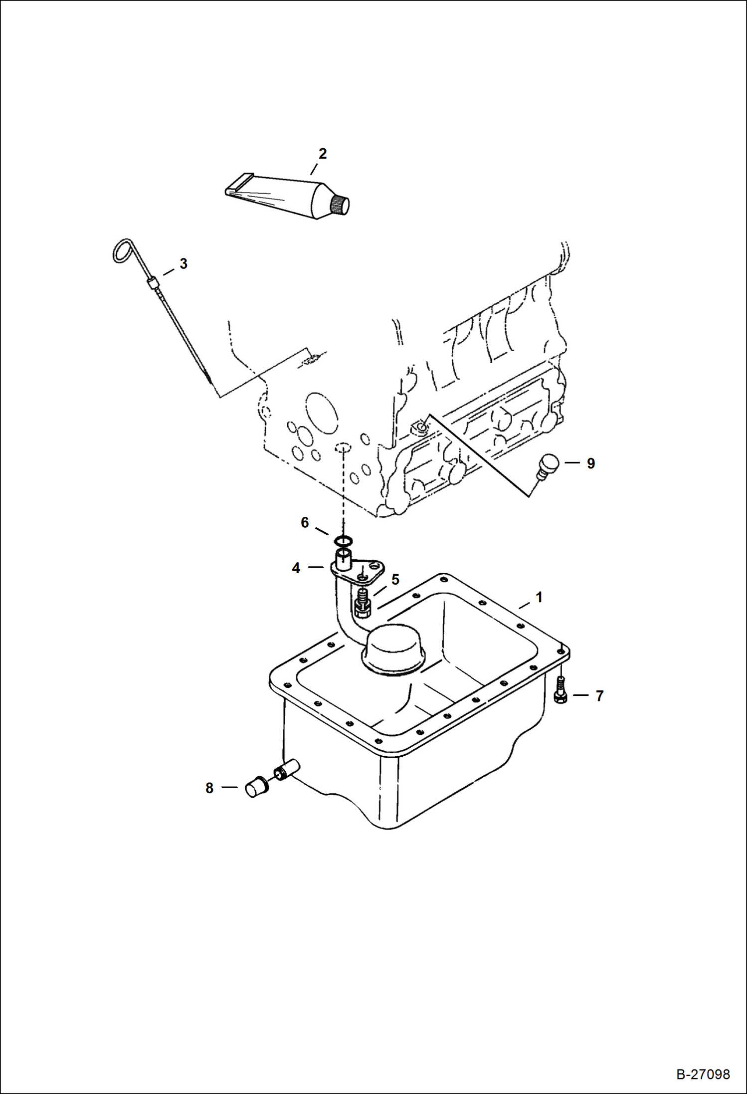 Схема запчастей Bobcat 320 - OIL PAN (Kubota D722-E2B-BC-1) REPLACEMENT ENGINE