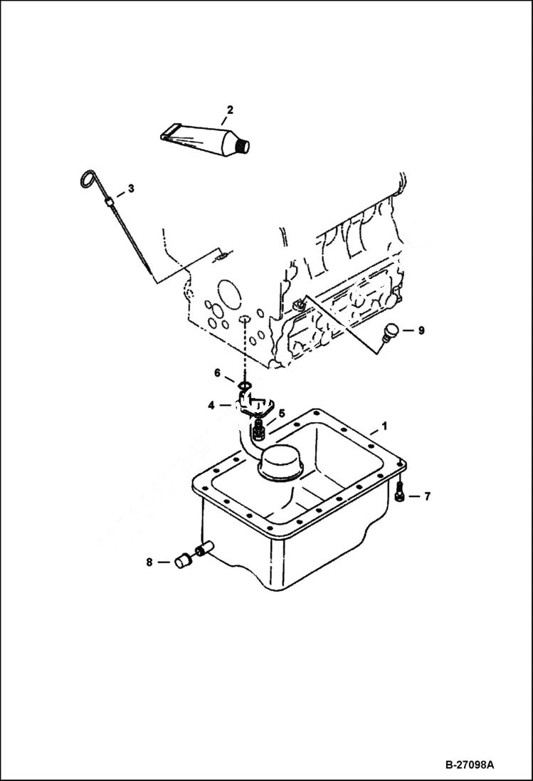 Схема запчастей Bobcat 322 - OIL PAN (Kubota D722-E2B-BC-1) POWER UNIT