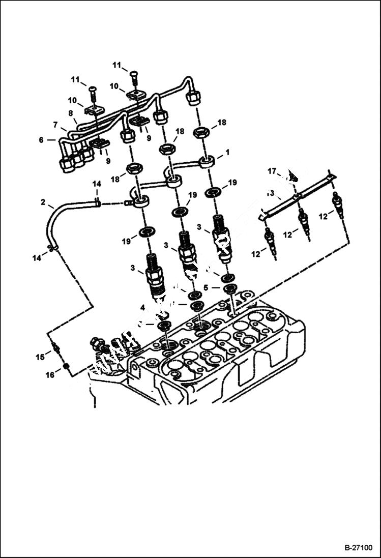 Схема запчастей Bobcat 400s - INJECTOR NOZZLES (Kubota D722) (5150 11001 & Above, 5151 11001 & Above) POWER UNIT