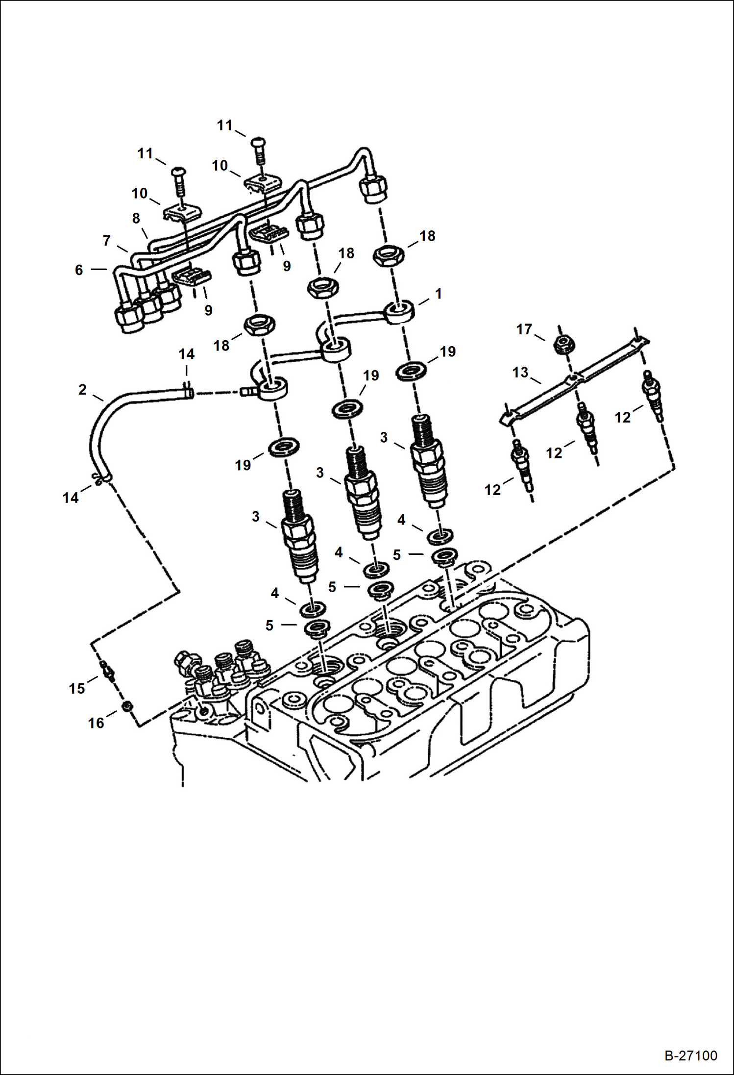 Схема запчастей Bobcat 320 - INJECTOR NOZZLES (Kubota D722-EB-MELROE-1) POWER UNIT