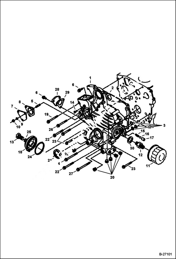 Схема запчастей Bobcat 400s - GEARCASE (Kubota D722) POWER UNIT