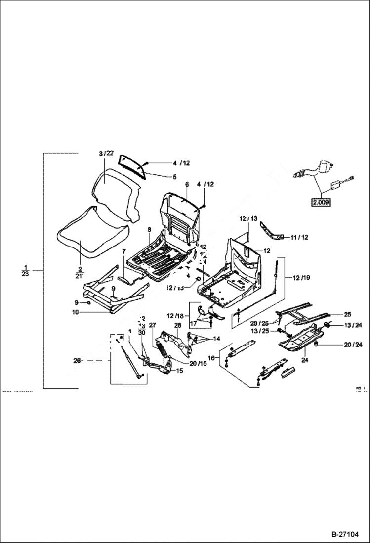 Схема запчастей Bobcat 442 - OPERATORS SEAT MSG 20 MAIN FRAME