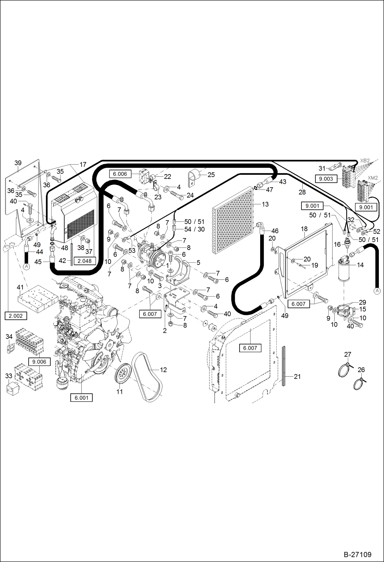 Схема запчастей Bobcat 442 - AIR CONDITIONING MAIN FRAME