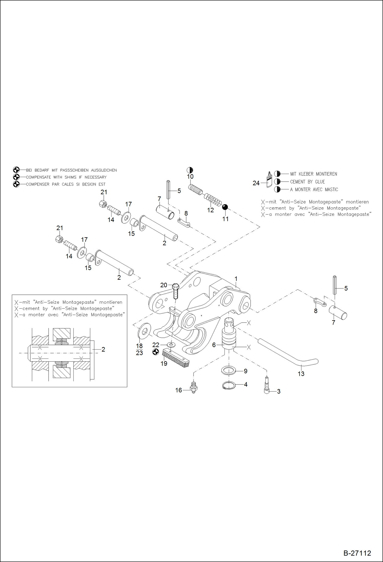 Схема запчастей Bobcat 442 - QUICK MOUNT HITCH Standard ACCESSORIES & OPTIONS