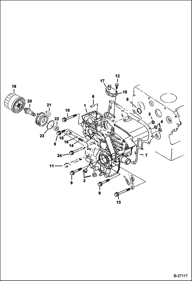 Схема запчастей Bobcat 5610 - GEAR CASE (Kubota - V2003-M-DI-T) (S/N E/ 9PZ999 & Below) POWER UNIT