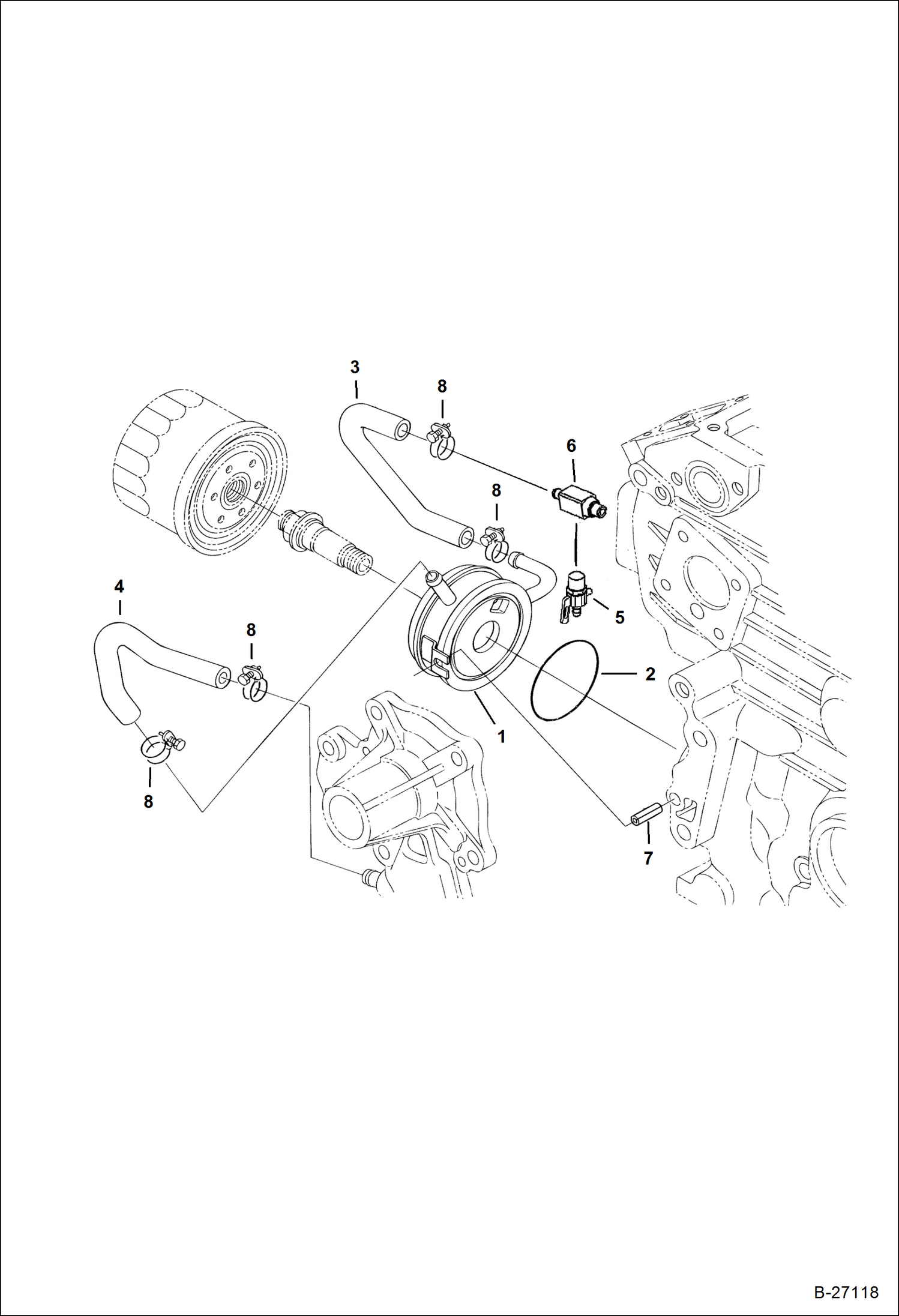 Схема запчастей Bobcat E50 - OIL COOLER POWER UNIT