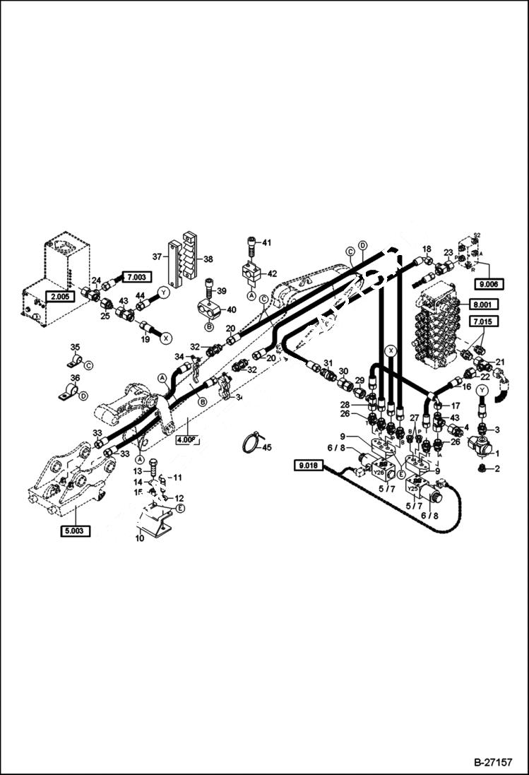 Схема запчастей Bobcat 442 - HYDRAULIC INSTALLATION Hydraulic Quick Mount Hitch HS08 - Mono - Boom ACCESSORIES & OPTIONS