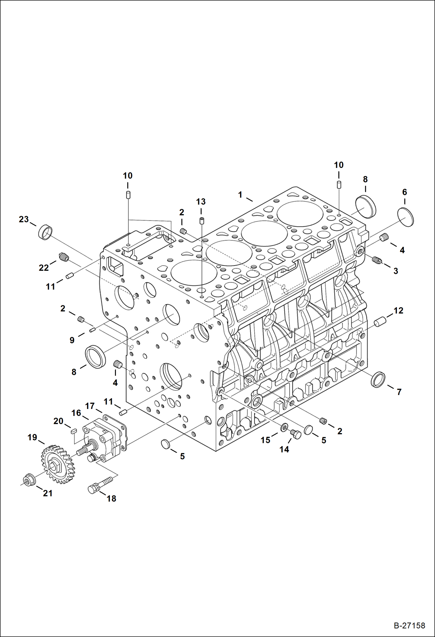 Схема запчастей Bobcat 430 - CRANKCASE POWER UNIT