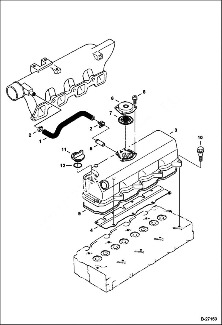 Схема запчастей Bobcat 430 - ROCKER ARM COVER POWER UNIT