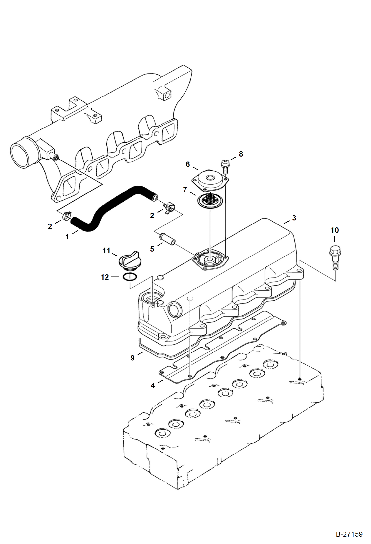 Схема запчастей Bobcat 430 - ROCKER ARM COVER POWER UNIT