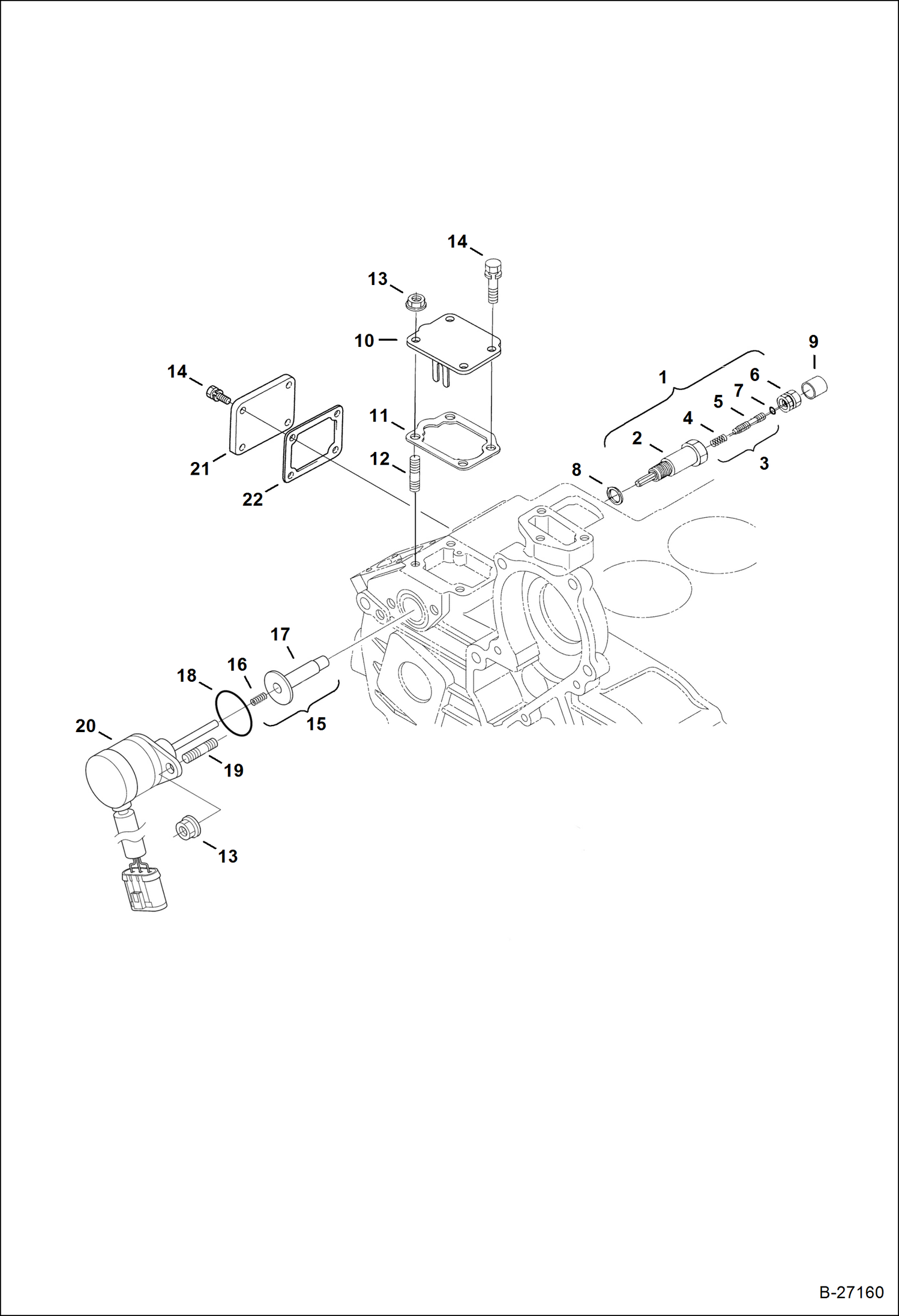 Схема запчастей Bobcat 430 - ENGINE STOP LEVER POWER UNIT