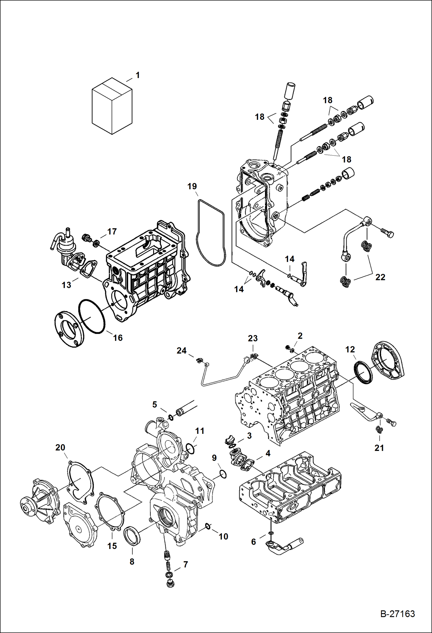 Схема запчастей Bobcat A-Series - LOWER GASKET KIT POWER UNIT