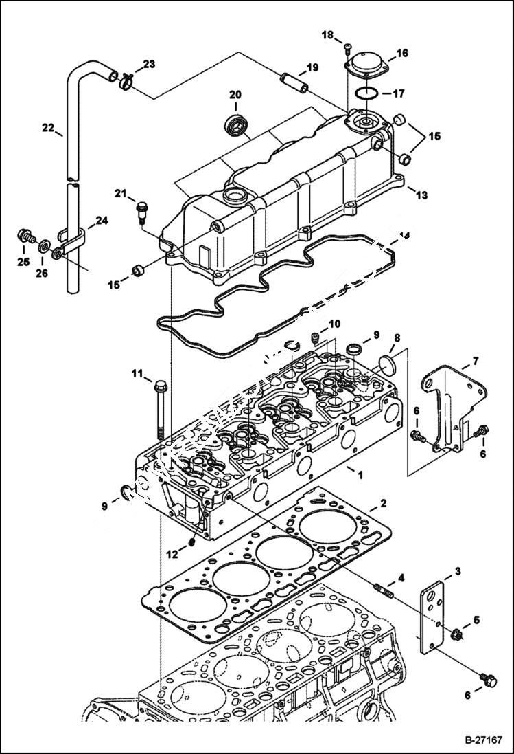 Схема запчастей Bobcat A-Series - CYLINDER HEAD & COVER POWER UNIT