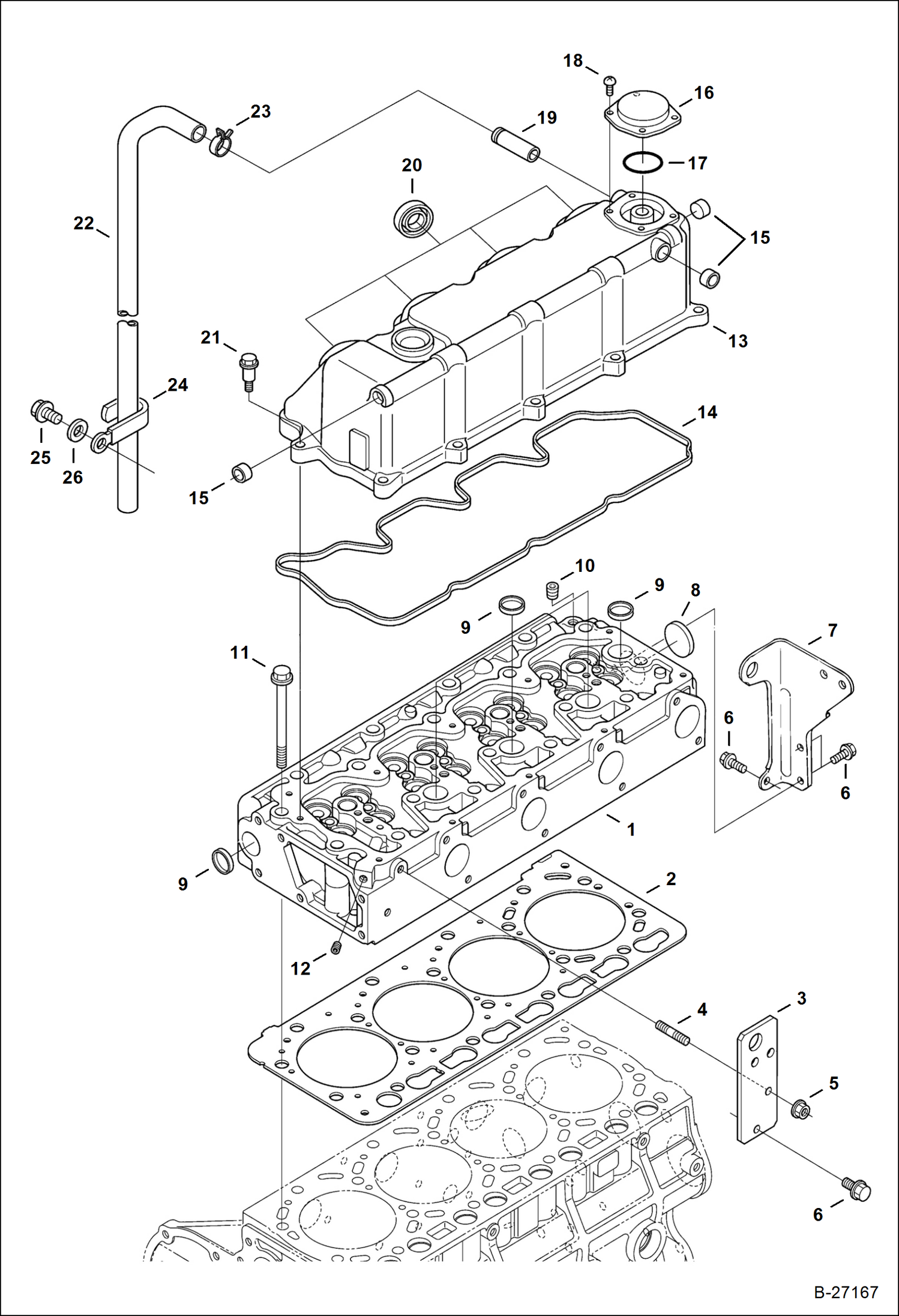 Схема запчастей Bobcat A-Series - CYLINDER HEAD & COVER POWER UNIT