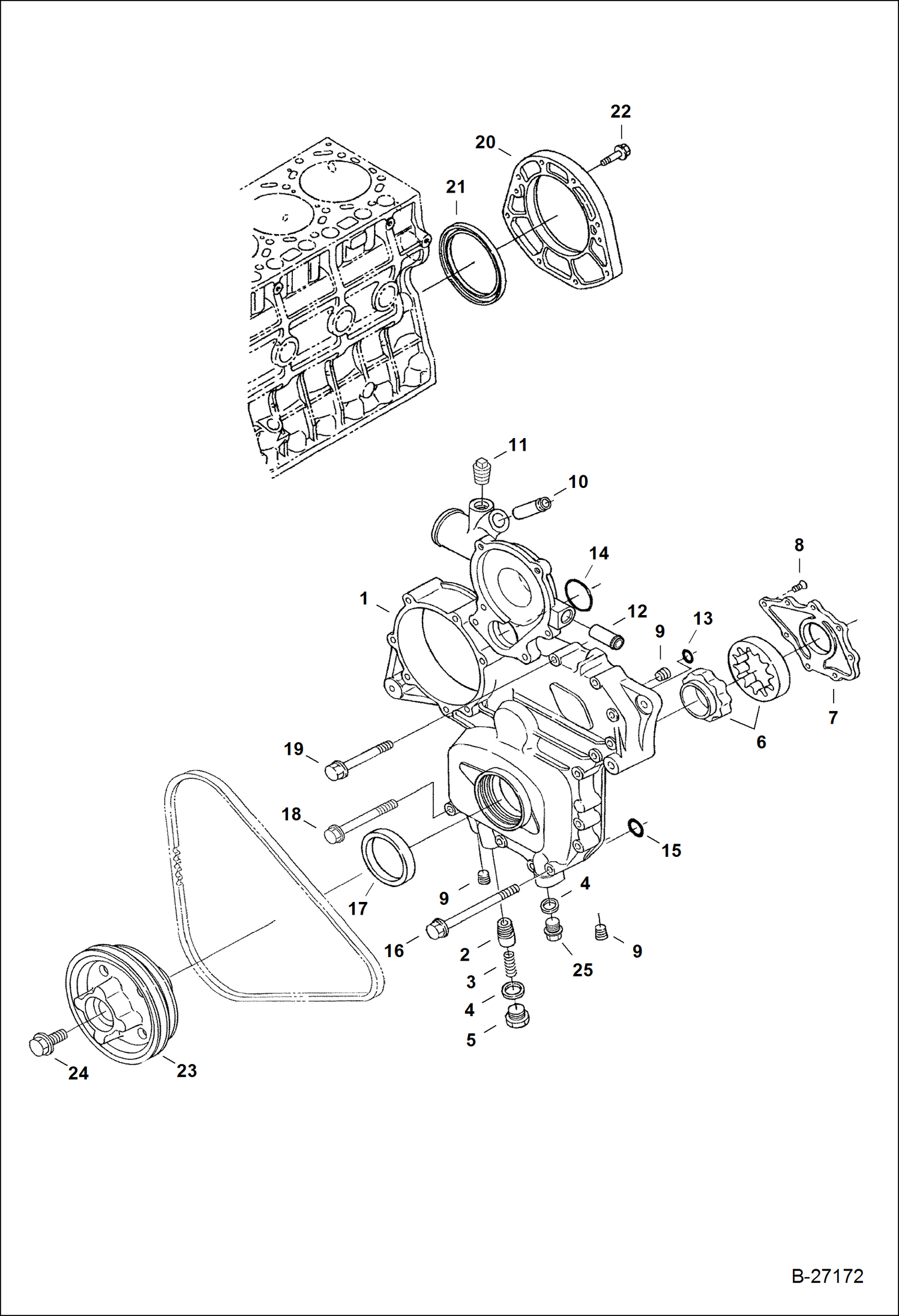 Схема запчастей Bobcat A-Series - FRONT COVER POWER UNIT