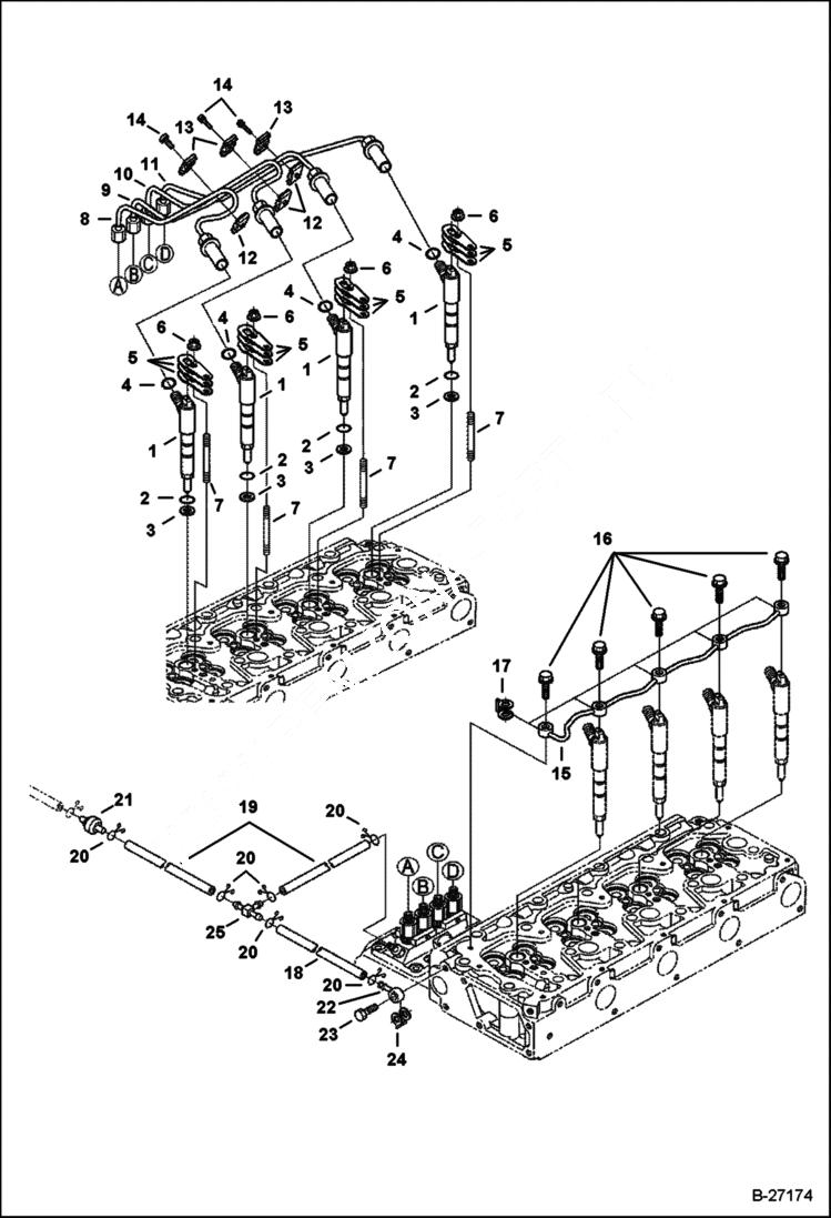 Схема запчастей Bobcat A-Series - FUEL INJECTION SYSTEM (Injectors) POWER UNIT