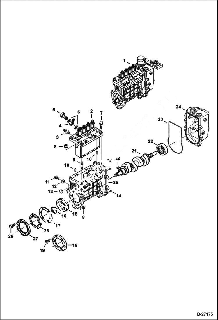 Схема запчастей Bobcat T-Series - FUEL INJECTION PUMP POWER UNIT