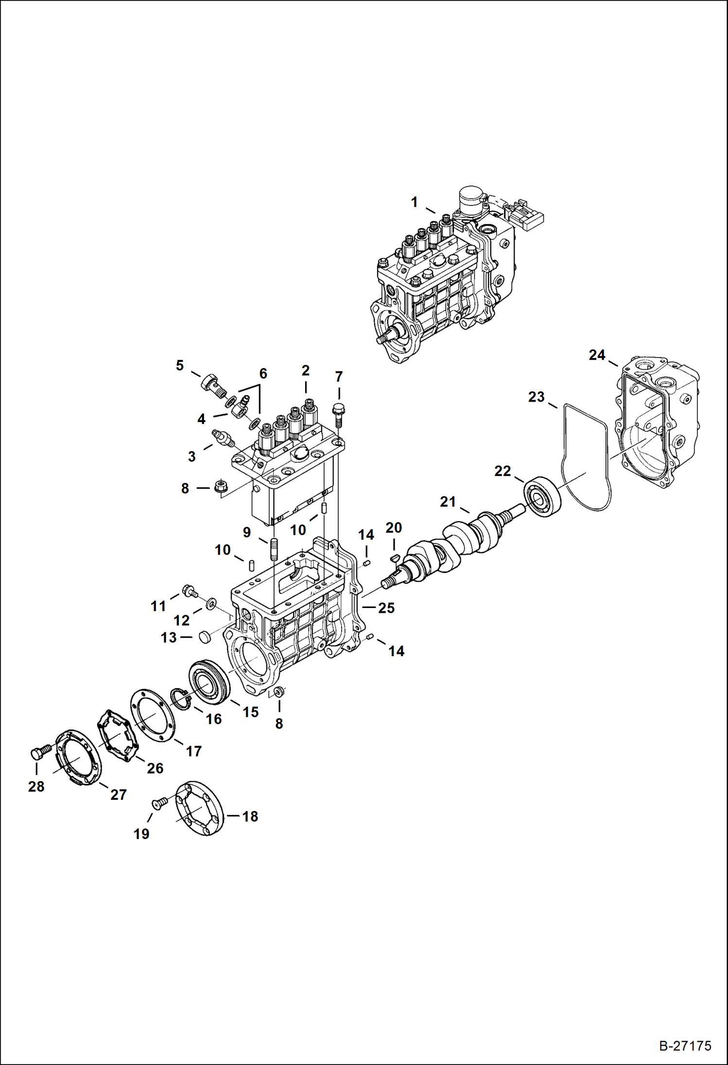 Схема запчастей Bobcat A-Series - FUEL INJECTION PUMP POWER UNIT